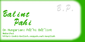 balint pahi business card